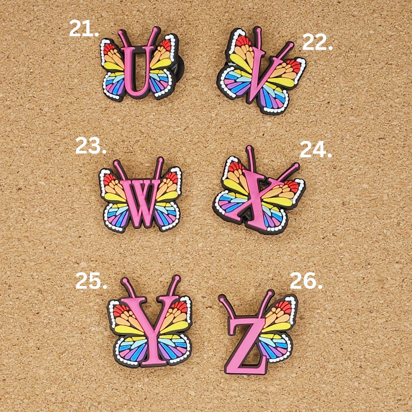 Full alphabet A-Z with a butterfly pattern