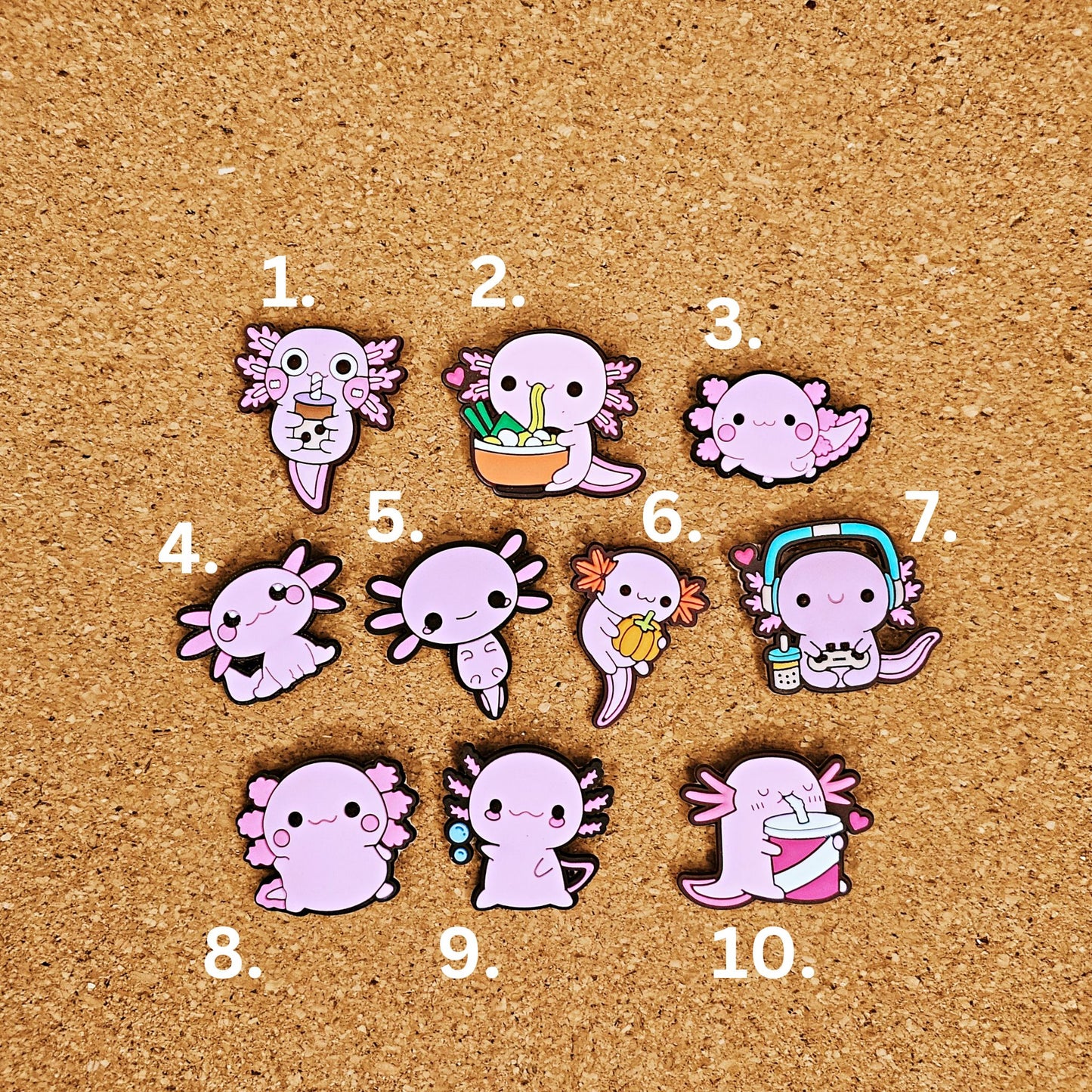Pink Axolotls Salamander croc charms