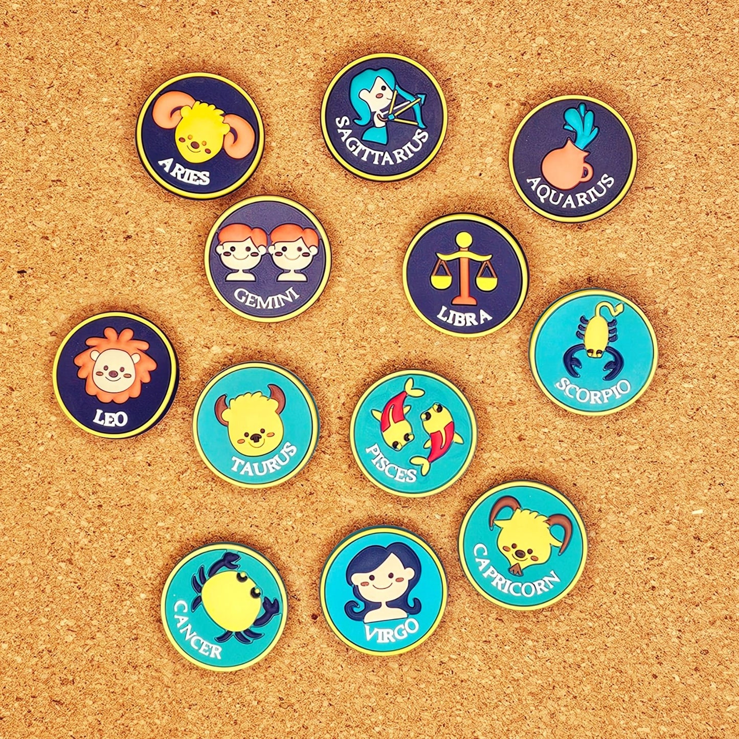 Zodiac Signs Rounded Croc Charms
