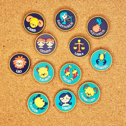 Zodiac Signs Rounded Croc Charms