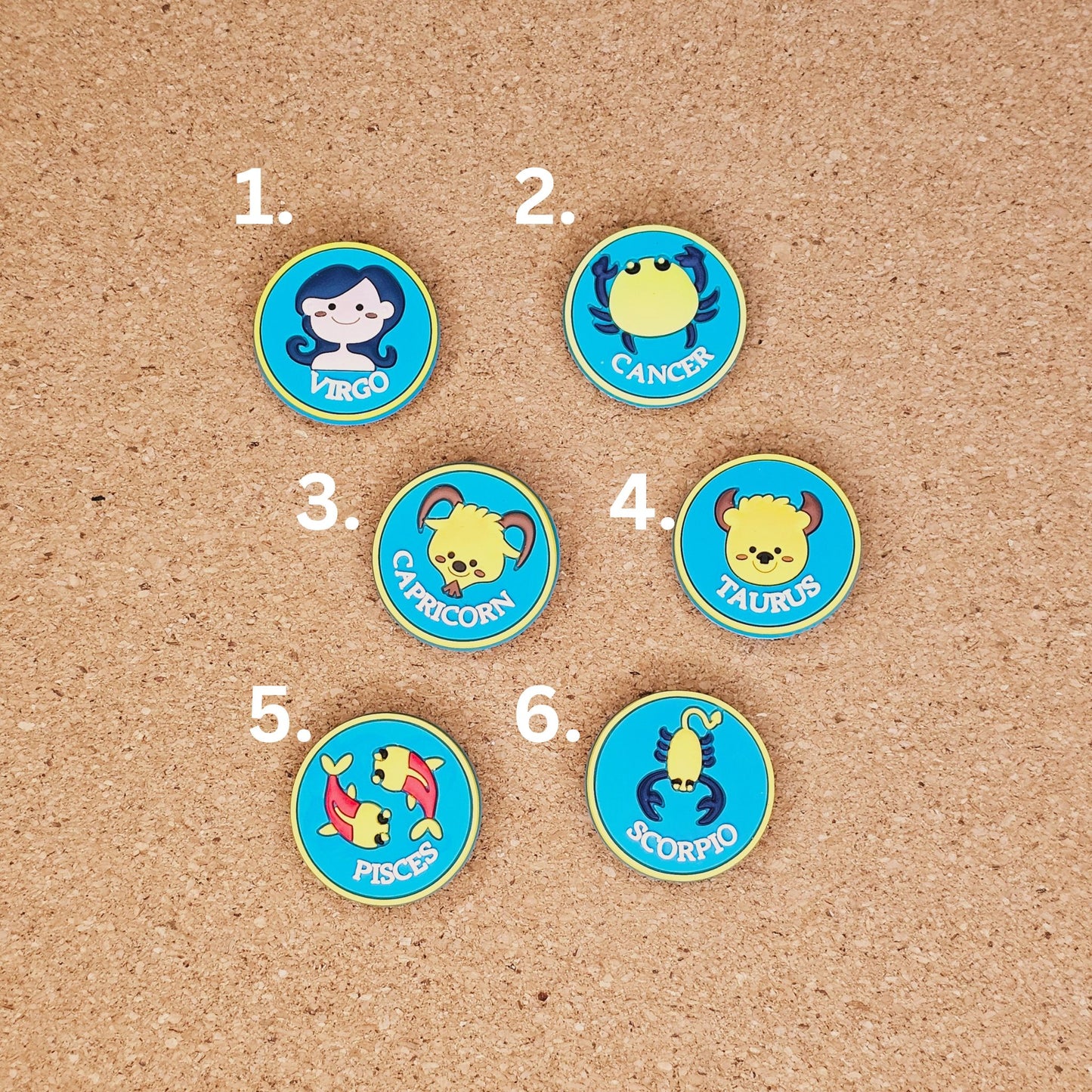 Zodiac Signs Rounded Croc Charms