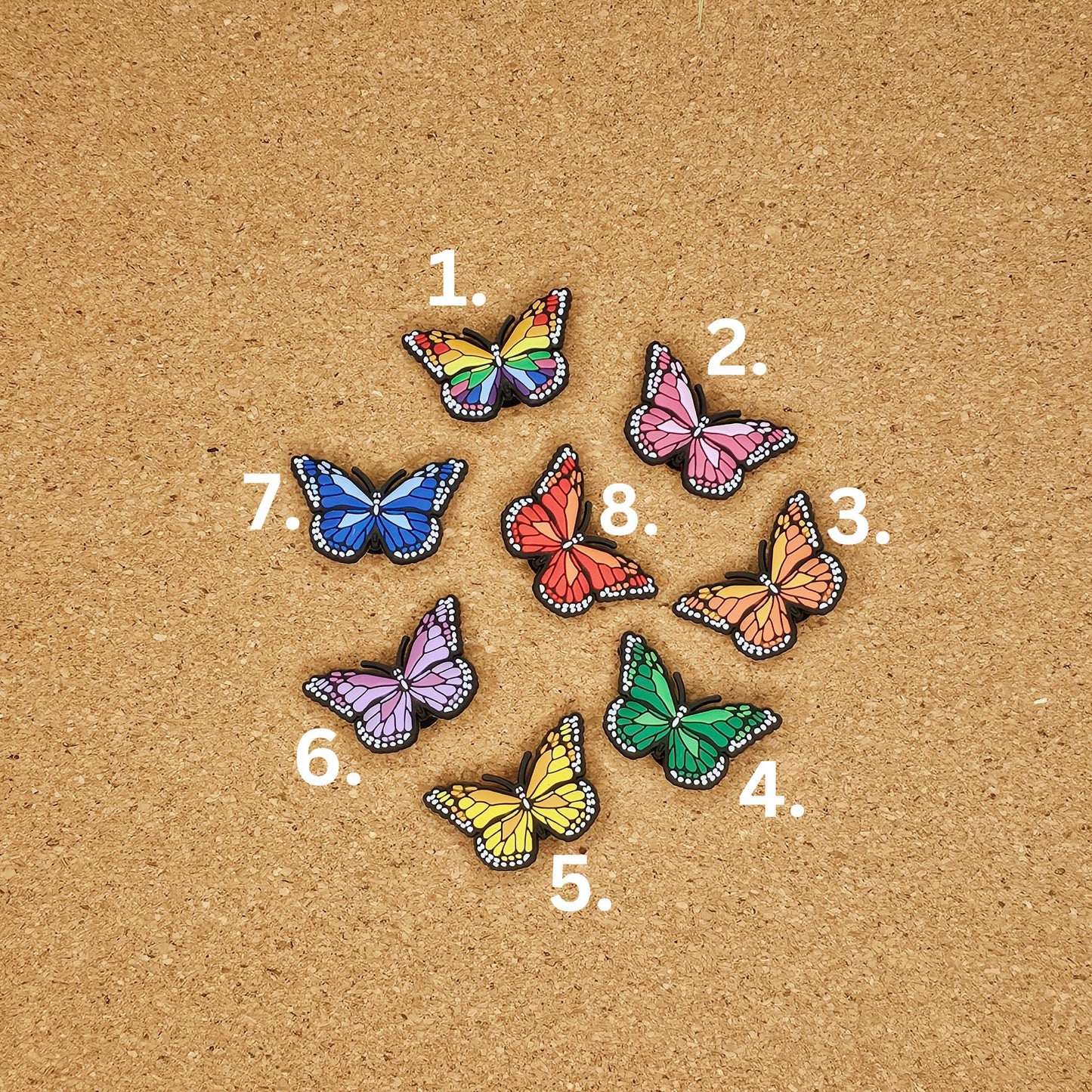 Colourful butterflies croc charms