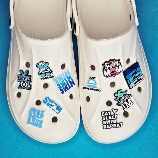 Swimming themed croc charms