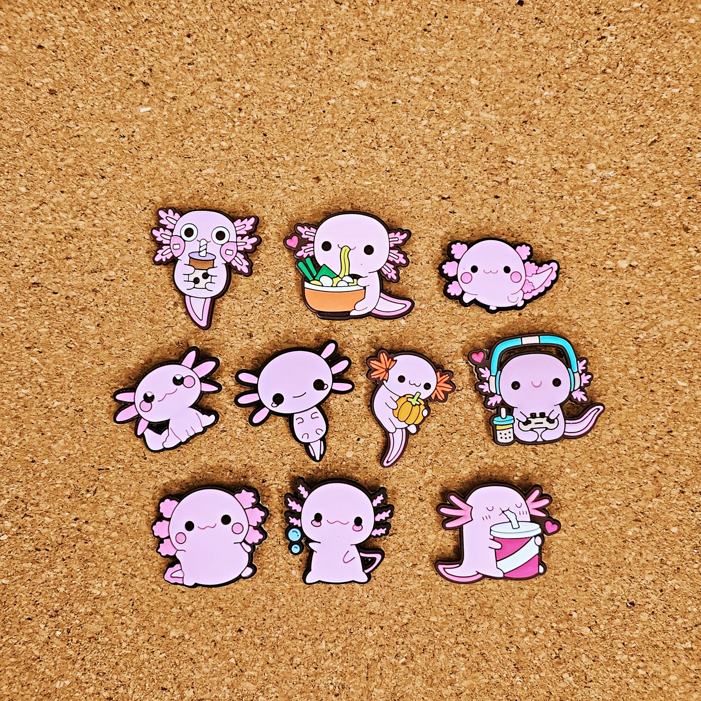 Pink Axolotls Salamander croc charms