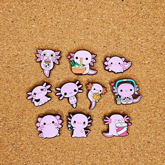 Pink Axolotls Salamander croc charms