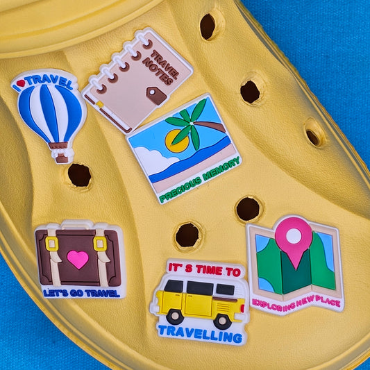 Travel, holiday croc charms.