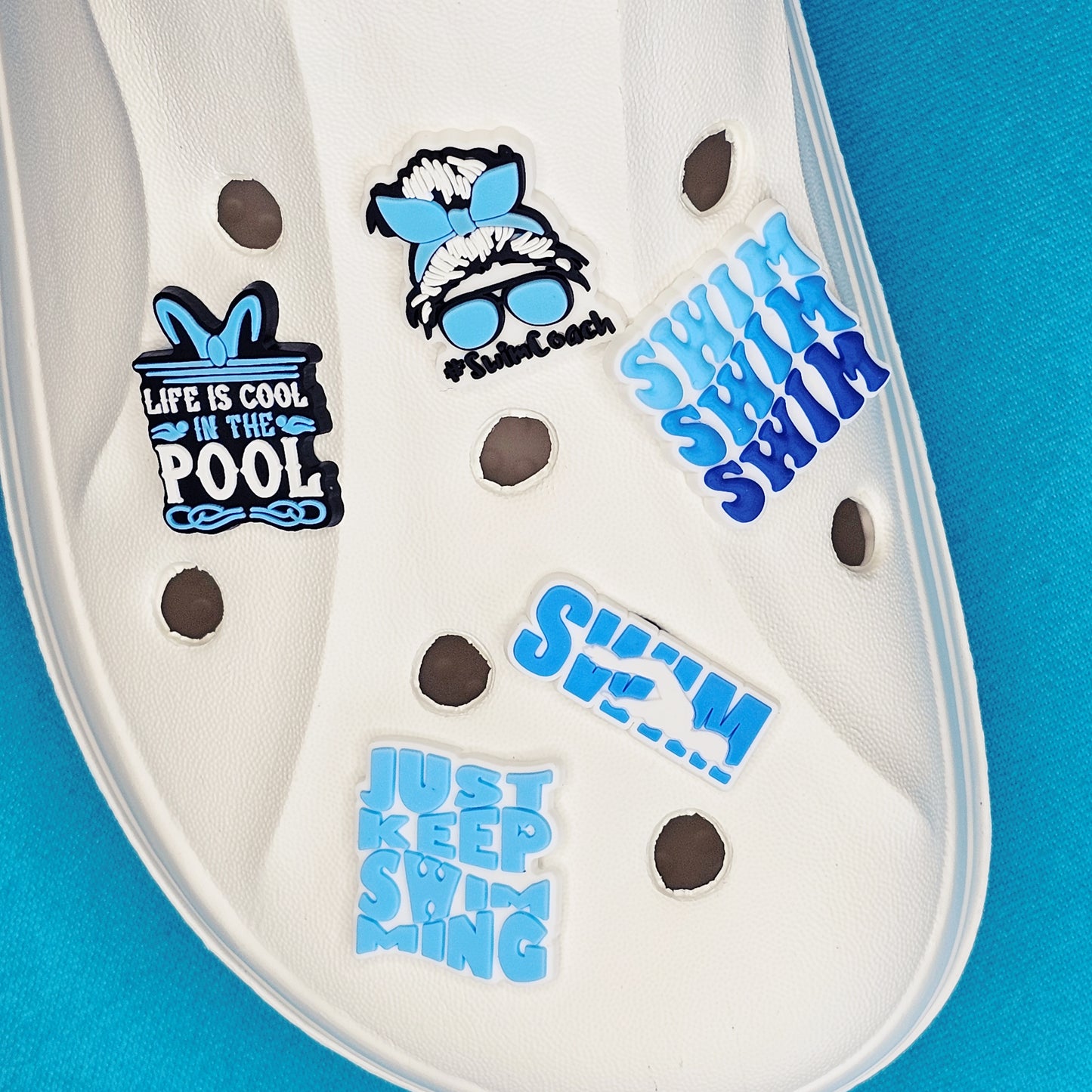 Swimming themed croc charms