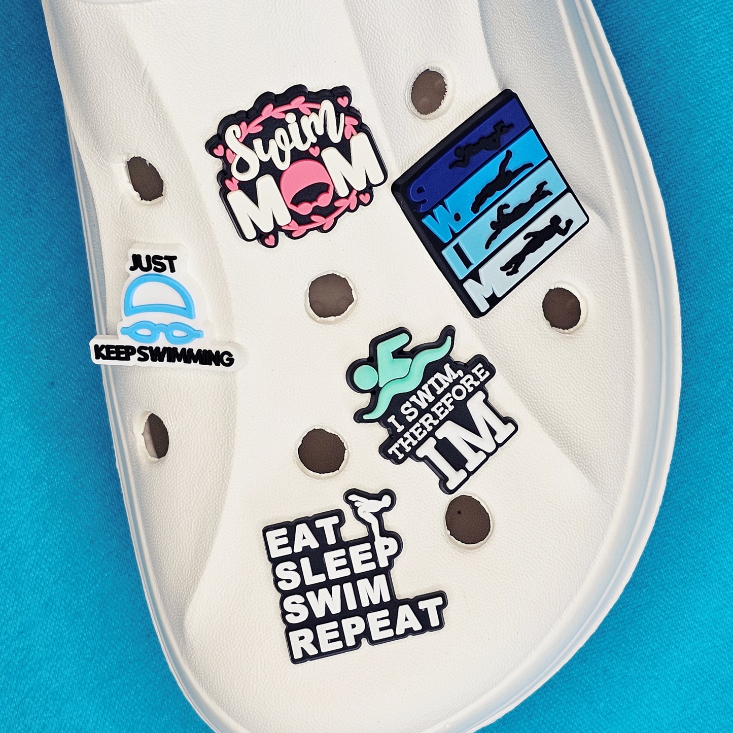Swimming themed croc charms