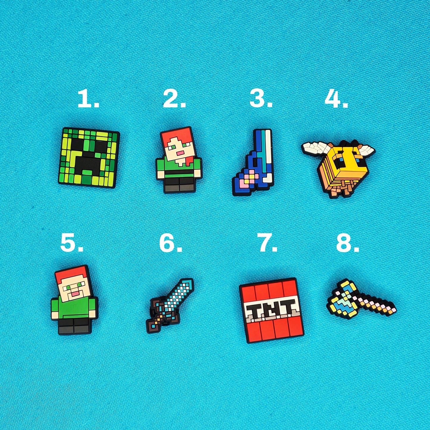 pixel game characters croc charms