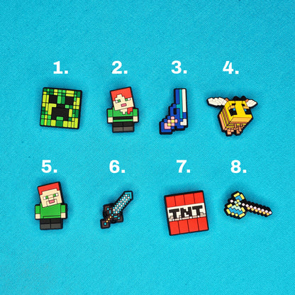 pixel game characters croc charms