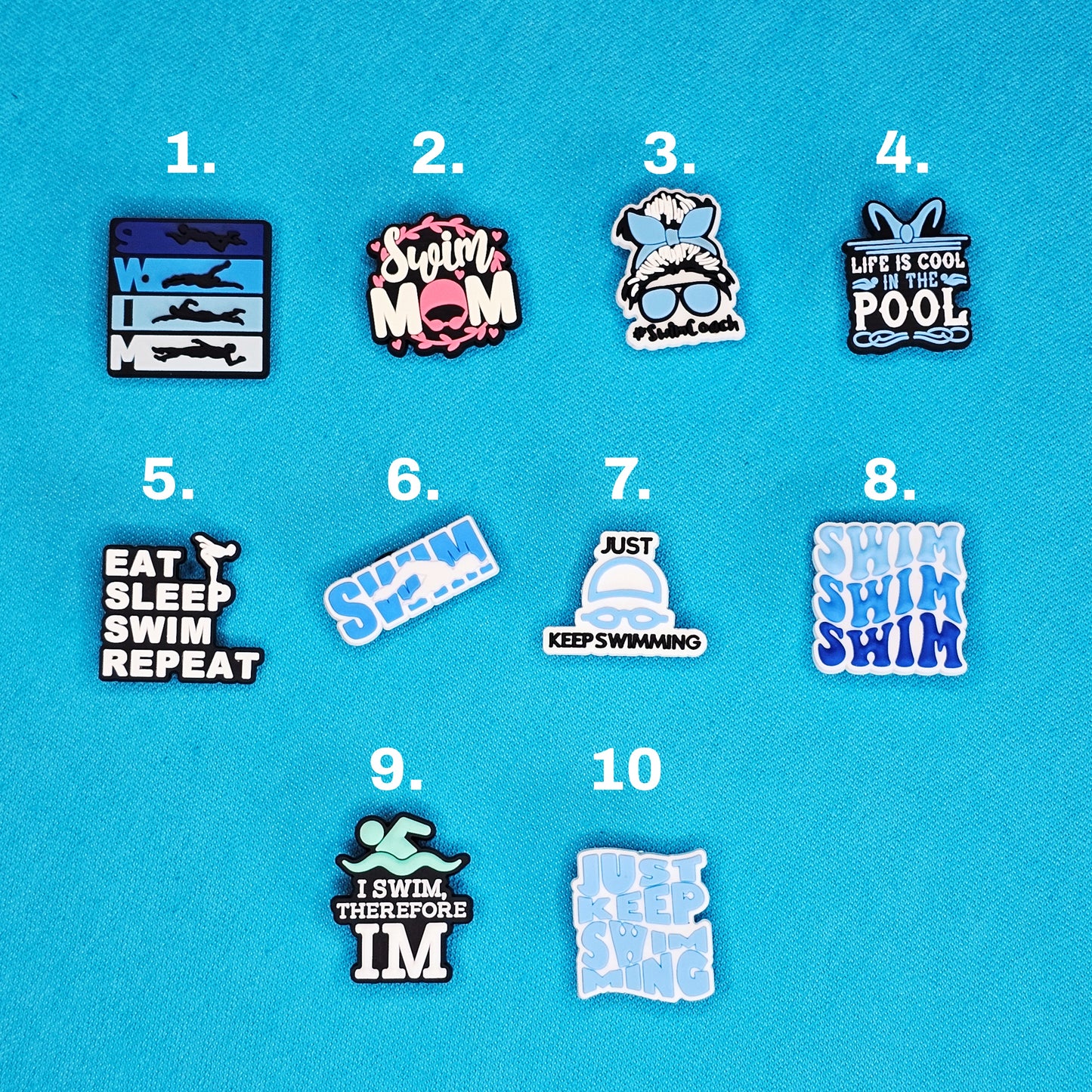 Swimming themed croc charms