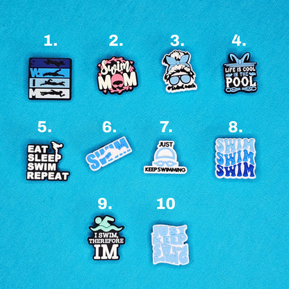 Swimming themed croc charms