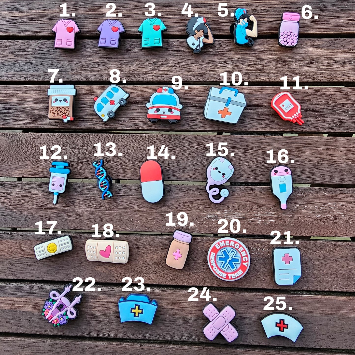 Medical croc charms