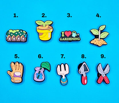 Croc Charm Pin Badge I love gardening, garden accessories, plants, pot, garden basket, spring, fork, shovel, secateur cute charms
