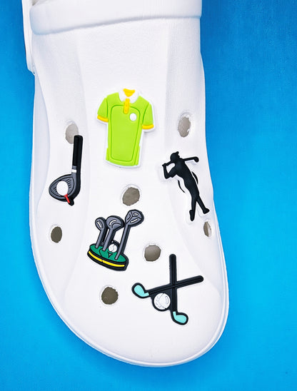 Croc Charm Pin Badge golf golf-themed charms, golf lovers, golf balls, tees, clothes, golf gloves, hat, golf clubs,  cute charms