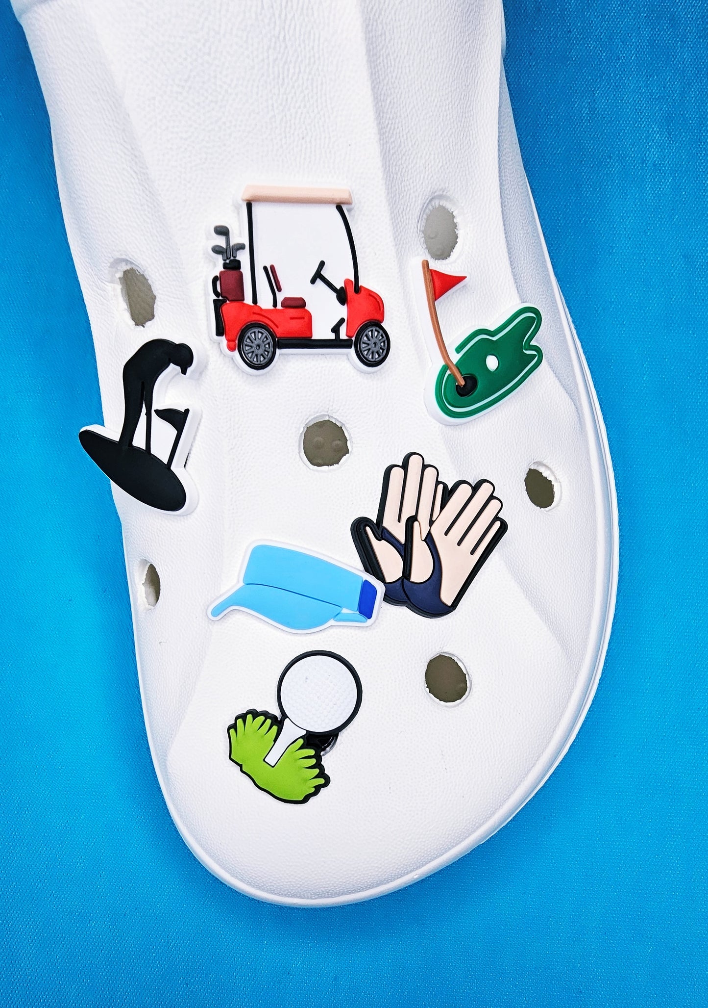 Croc Charm Pin Badge golf golf-themed charms, golf lovers, golf balls, tees, clothes, golf gloves, hat, golf clubs,  cute charms