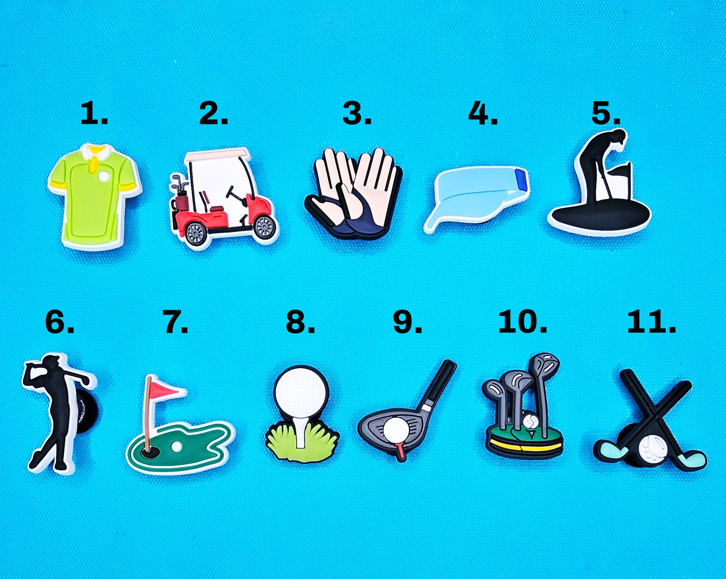 Croc Charm Pin Badge golf golf-themed charms, golf lovers, golf balls, tees, clothes, golf gloves, hat, golf clubs,  cute charms